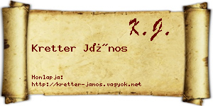 Kretter János névjegykártya